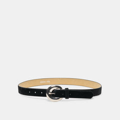 CHUNKY CURVED BUCKLE BELT BLACK CALF HAIR