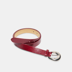 CHUNKY CURVED BUCKLE BELT BURGUNDY