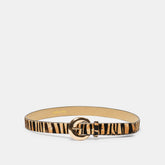 CHUNKY CURVED BUCKLE BELT TAN ZEBRA CALF HAIR