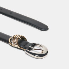 CRESCENT BUCKLE MIXED METAL BELT BLACK