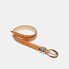 MIXED METAL BUCKLE BELT TAN