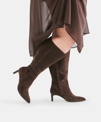 ALIMA EXTRA WIDE CALF BOOTS DK BROWN SUEDE