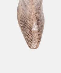 BAYRA BOOTIES SNAKE TAN EMBOSSED LEATHER