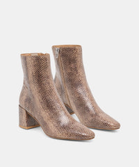 BAYRA BOOTIES SNAKE TAN EMBOSSED LEATHER