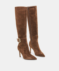 KINZY NARROW CALF BOOTS DK BROWN SUEDE