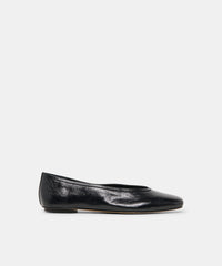 CARET BALLET FLATS BLACK LEATHER