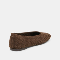 MYCAH BALLET FLATS DK BROWN WOVEN SUEDE