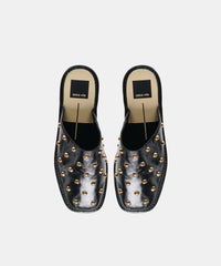 PHIRA STUD FLATS BLACK LEATHER
