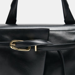 BORGO HANDBAG BLACK LEATHER