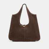 PAVA TOTE MID BROWN EMBOSSED SUEDE