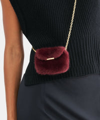 BRINDI CROSSBODY WALLET BURGUNDY FAUX FUR