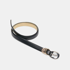CRESCENT BUCKLE MIXED METAL BELT BLACK