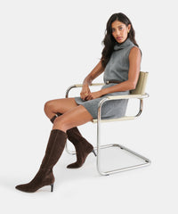 ALIMA NARROW CALF BOOTS DK BROWN SUEDE