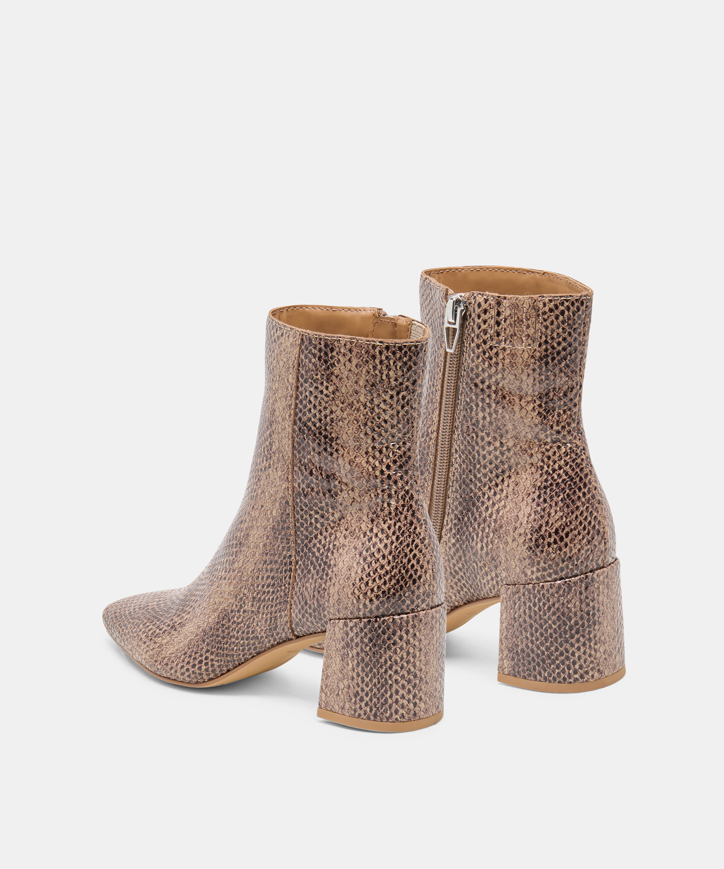 BAYRA BOOTIES SNAKE TAN EMBOSSED LEATHER