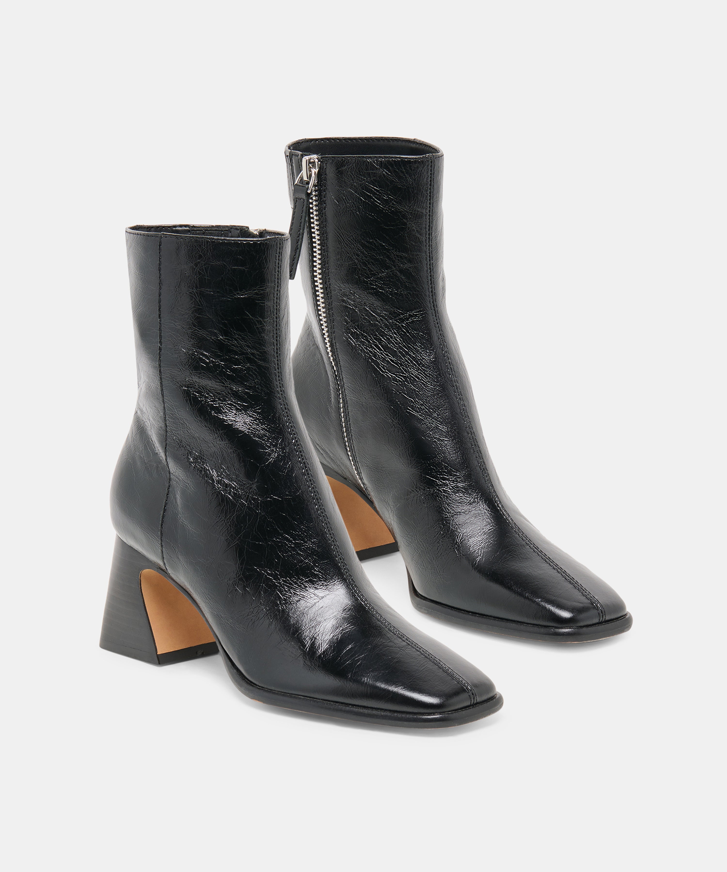 CECELA BOOTIES MIDNIGHT CRINKLE PATENT
