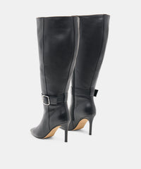 KINZY EXTRA WIDE CALF BOOTS BLACK LEATHER