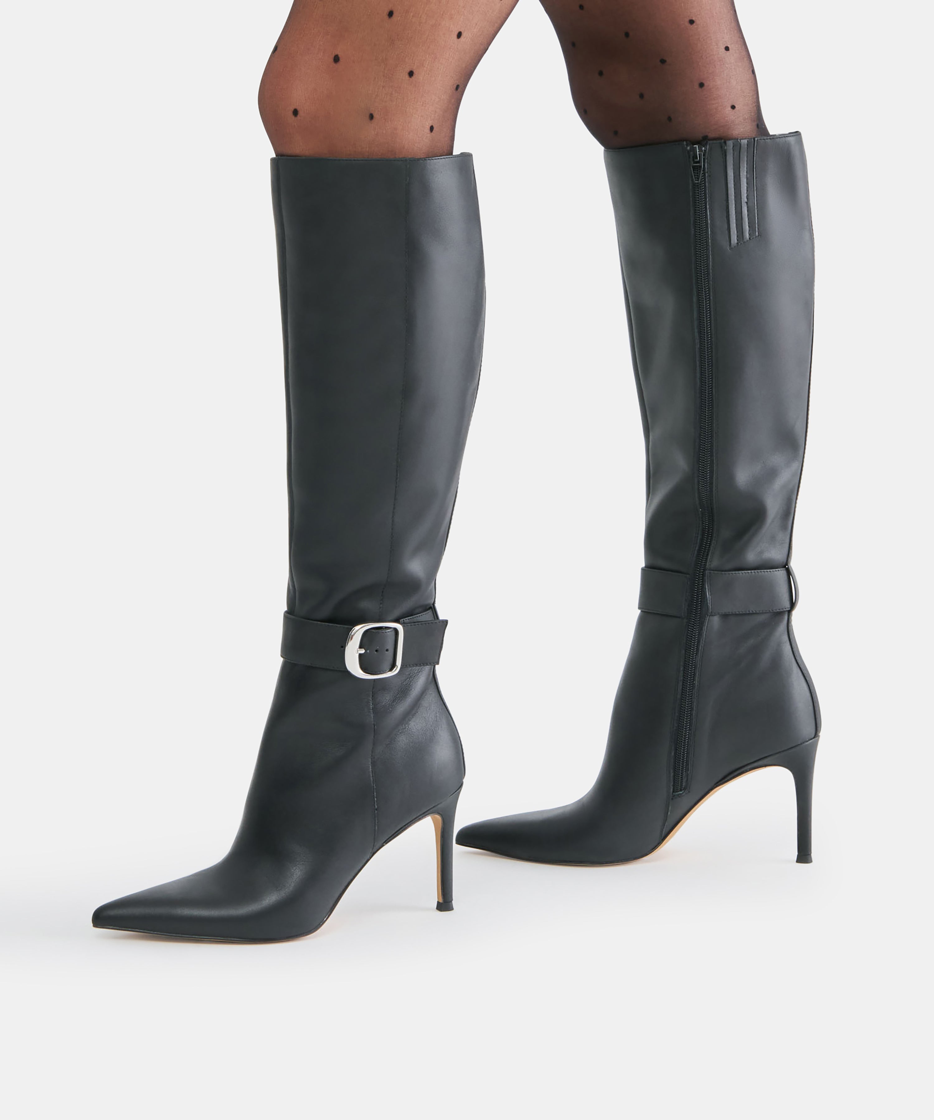 KINZY BOOTS BLACK LEATHER