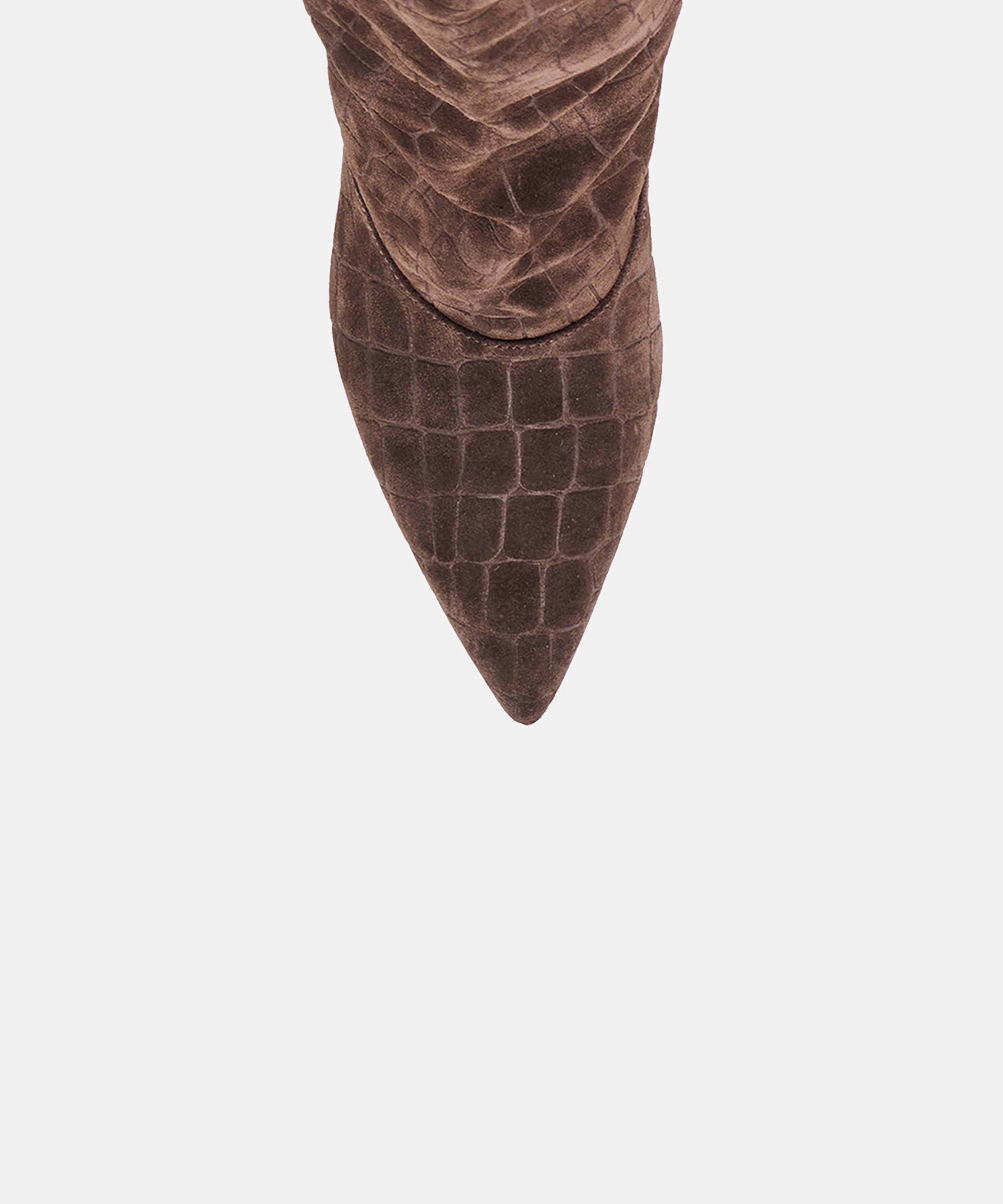 ROXLA BOOTS DK CHOCOLATE CROCO EMBOSSED LEATHER