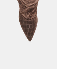 ROXLA BOOTS DK CHOCOLATE CROCO EMBOSSED LEATHER