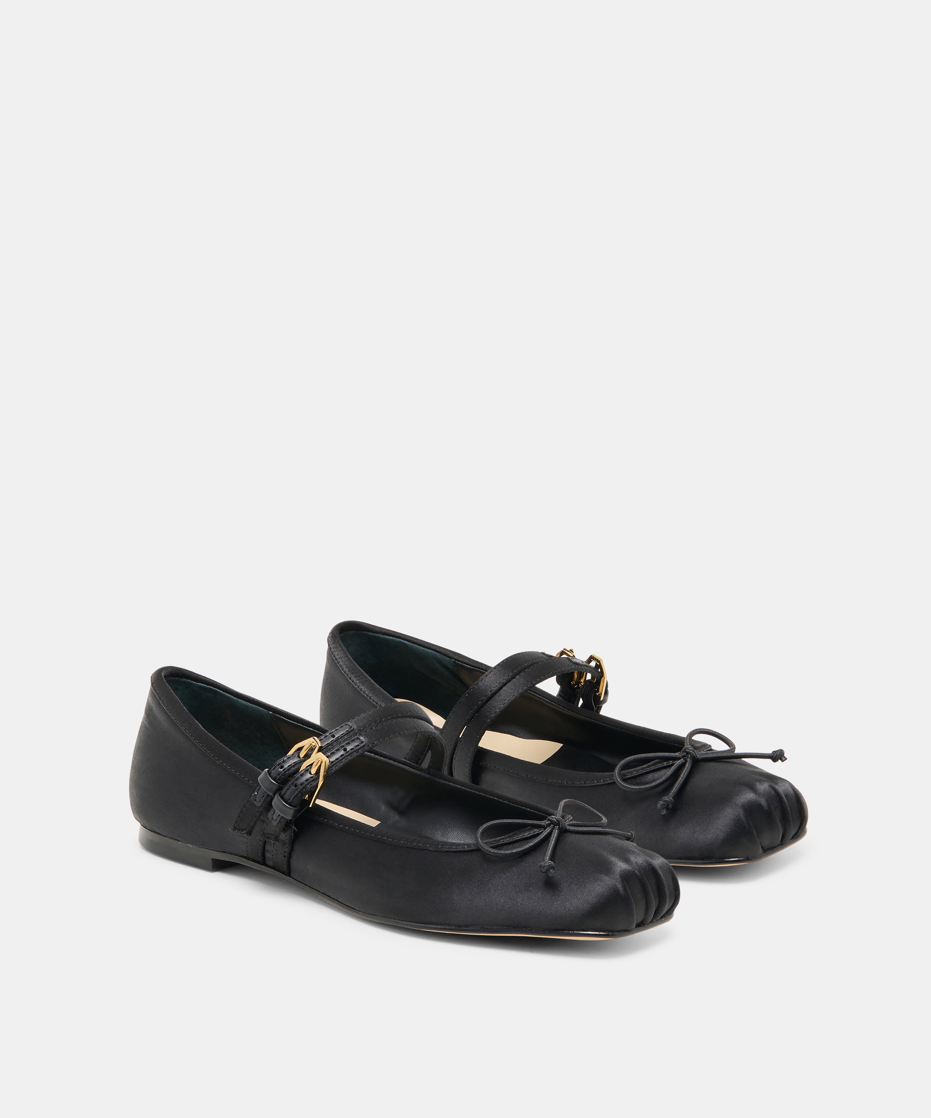 GIBSEN BALLET FLATS ONYX SATIN