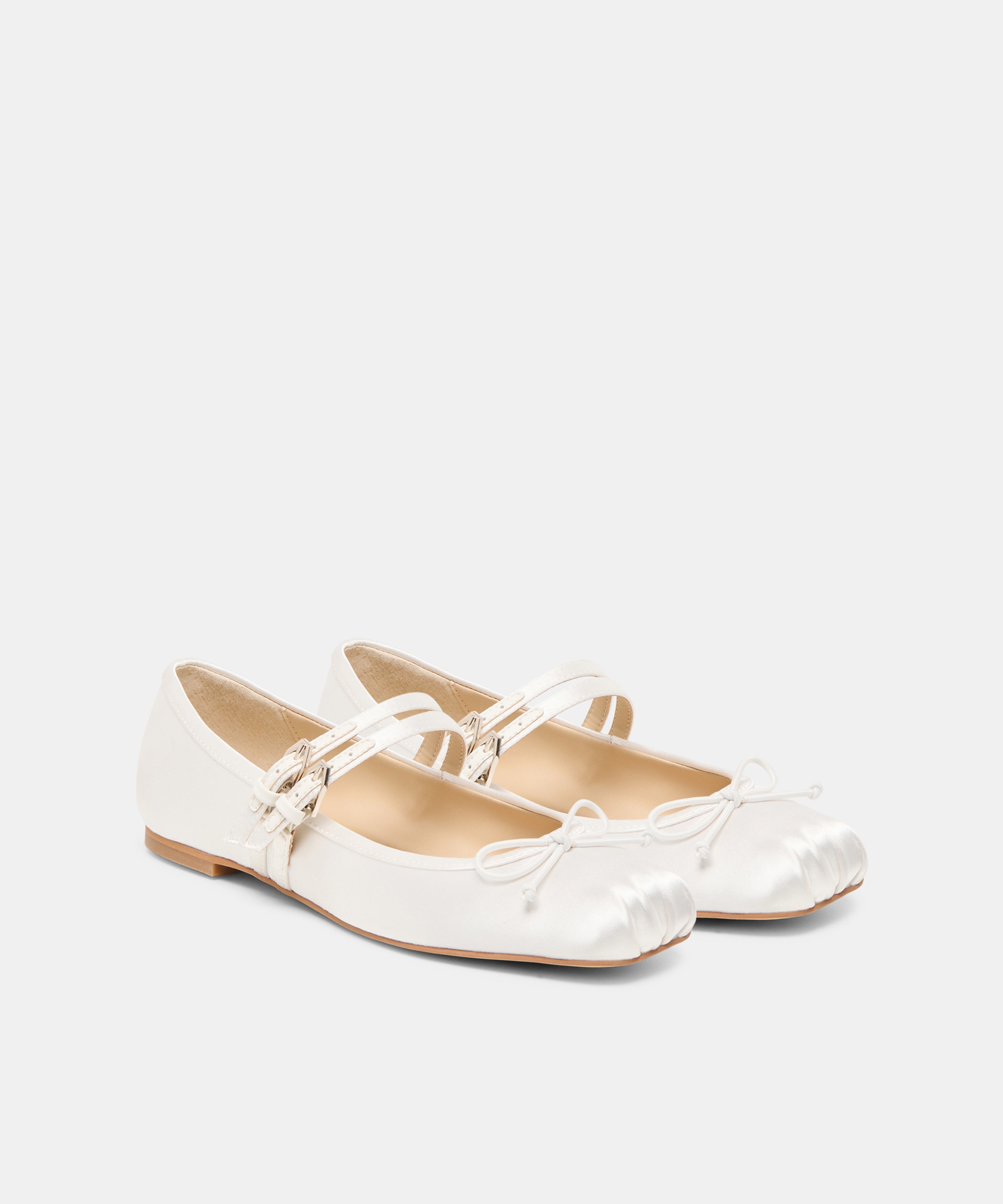 GIBSEN BALLET FLATS TRUE WHITE SATIN