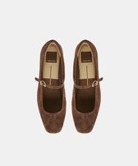 REYES BALLET FLATS DK BROWN SUEDE