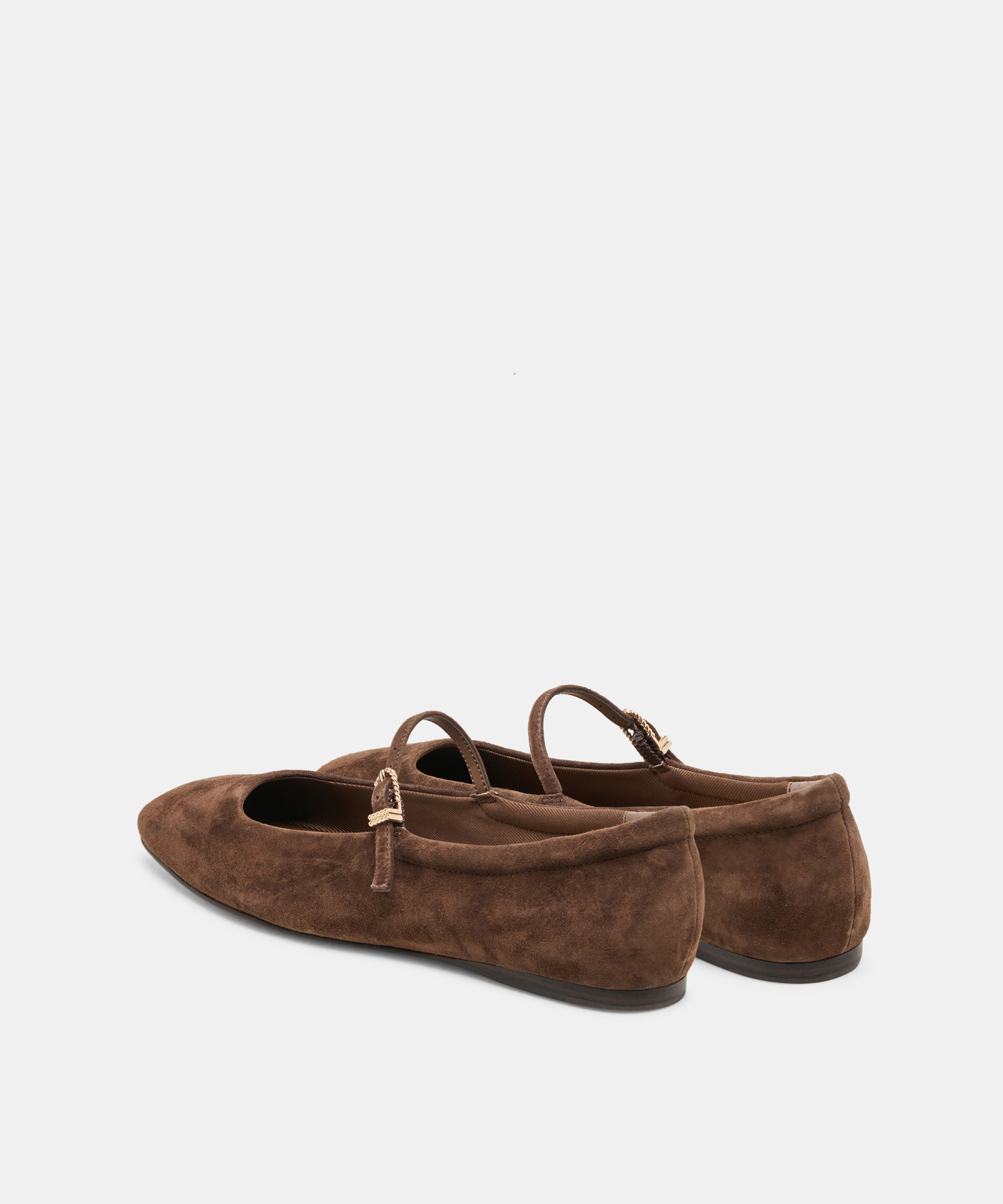 REYES WIDE BALLET FLATS DK BROWN SUEDE