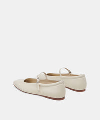 REYES WIDE BALLET FLATS IVORY LEATHER