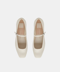 REYES WIDE BALLET FLATS IVORY LEATHER