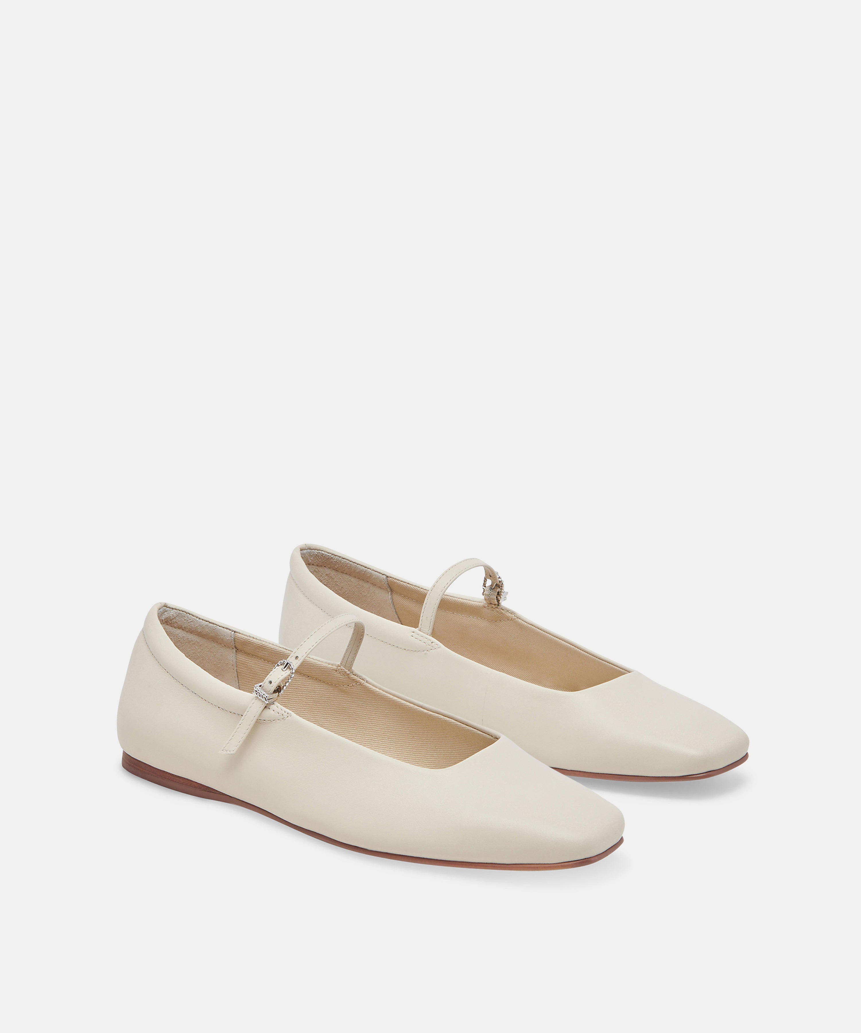 REYES WIDE BALLET FLATS IVORY LEATHER