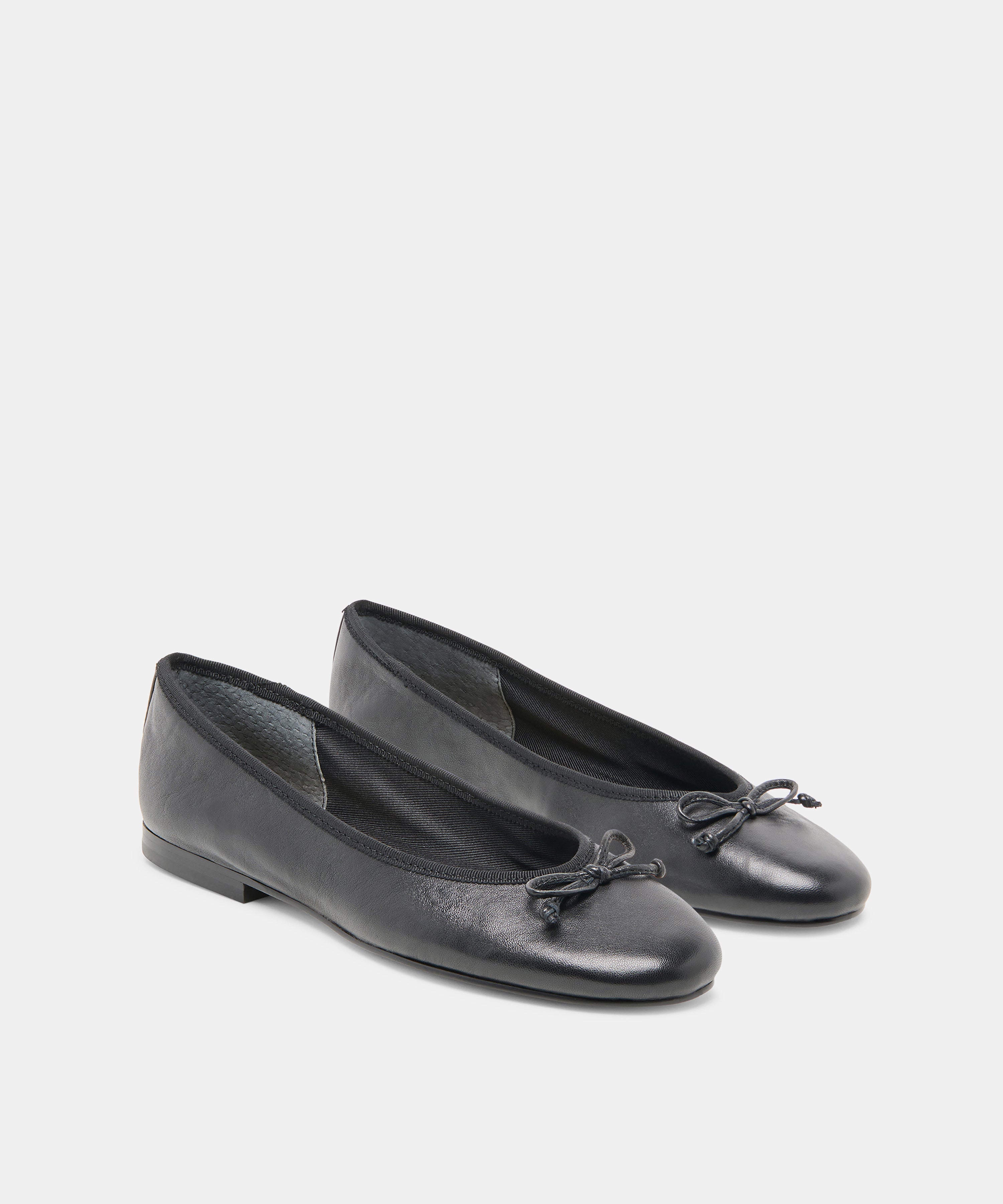 RITLA WIDE BALLET FLATS BLACK LEATHER
