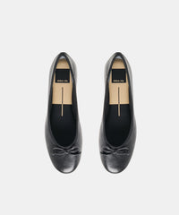 RITLA WIDE BALLET FLATS BLACK LEATHER