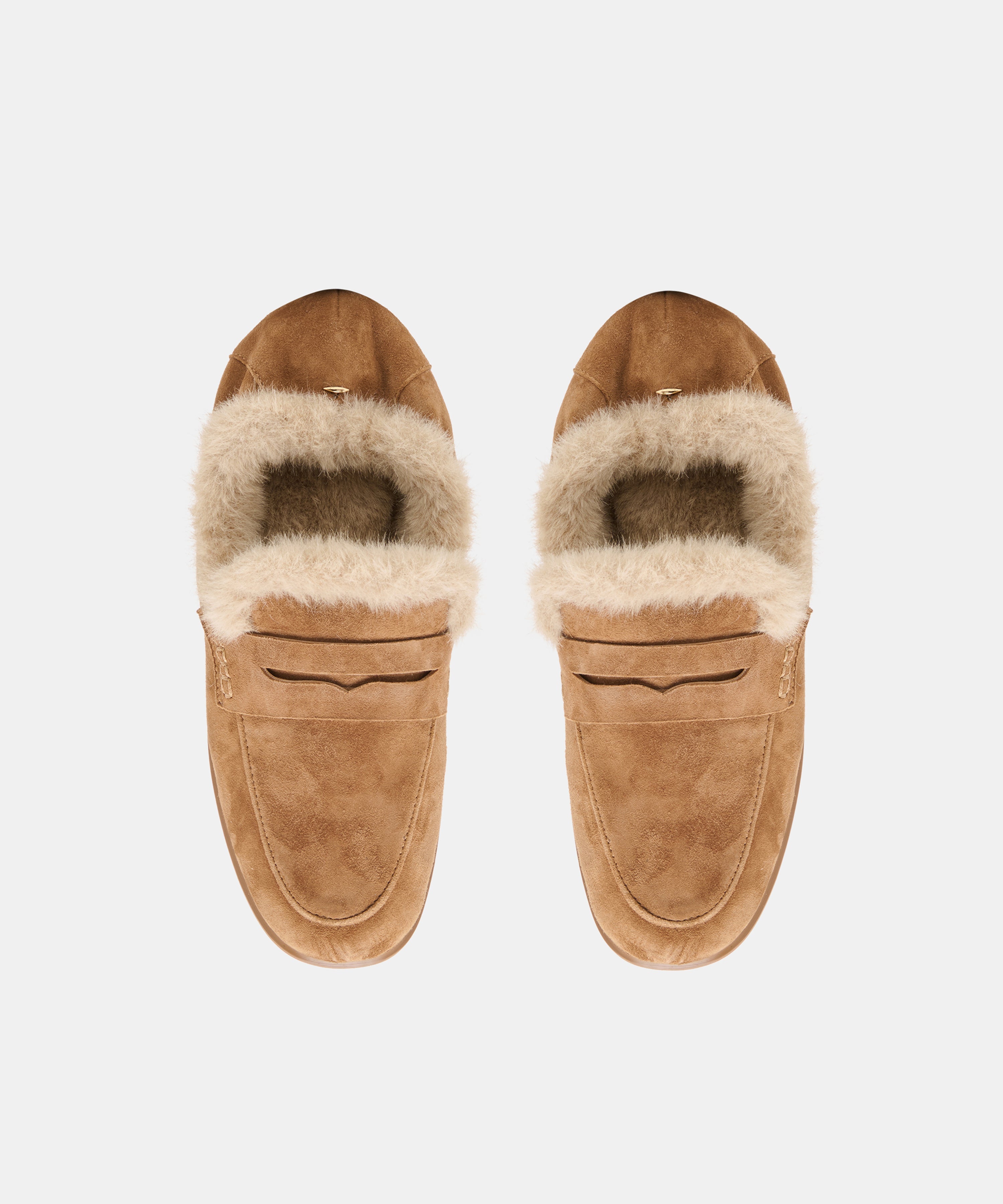 CLOEY PLUSH LOAFERS LT BROWN SUEDE