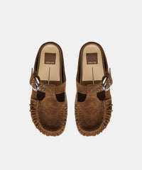 JEANNE FLATS CHESTNUT SUEDE