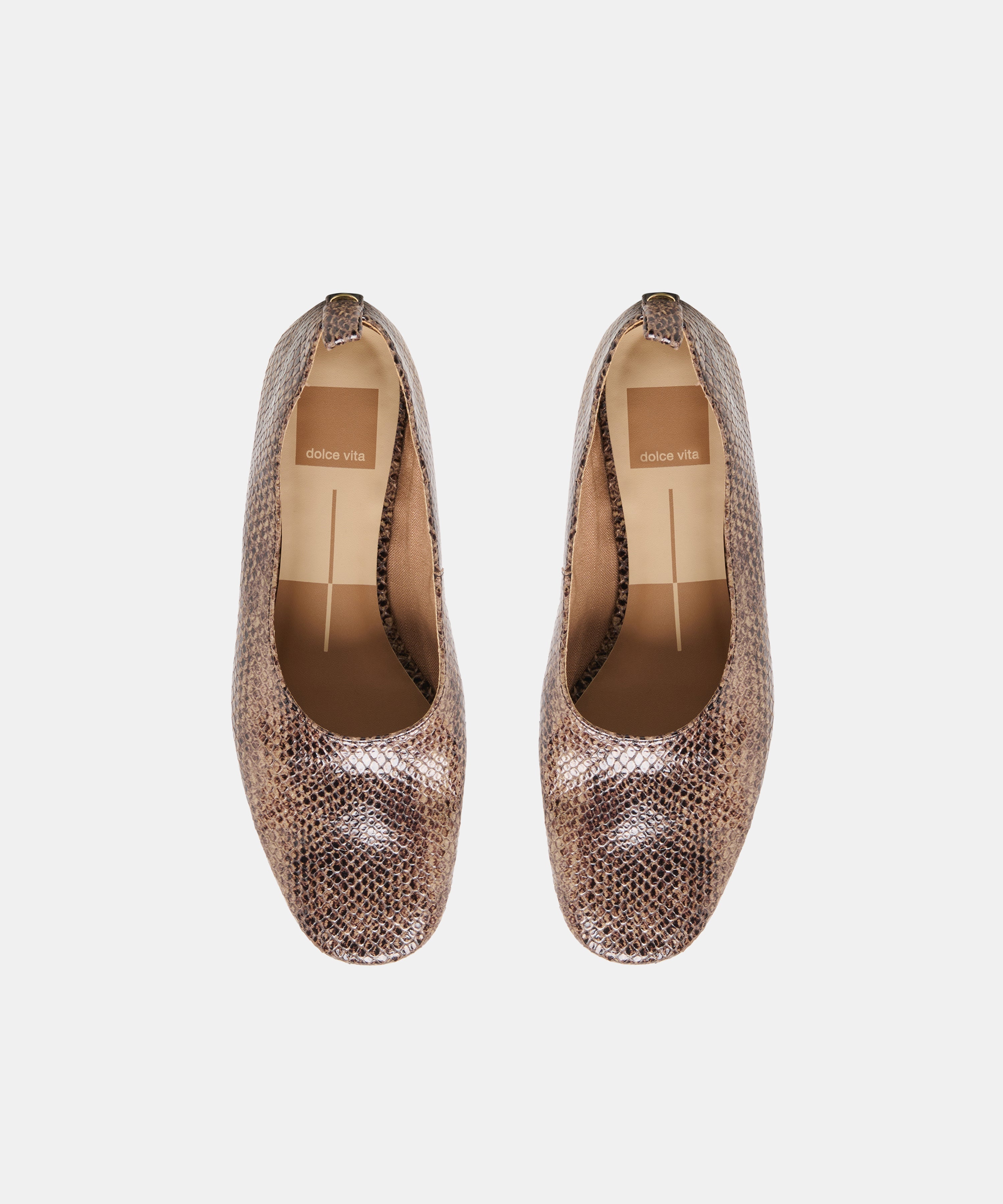 KORY BALLET FLATS SNAKE TAN EMBOSSED LEATHER