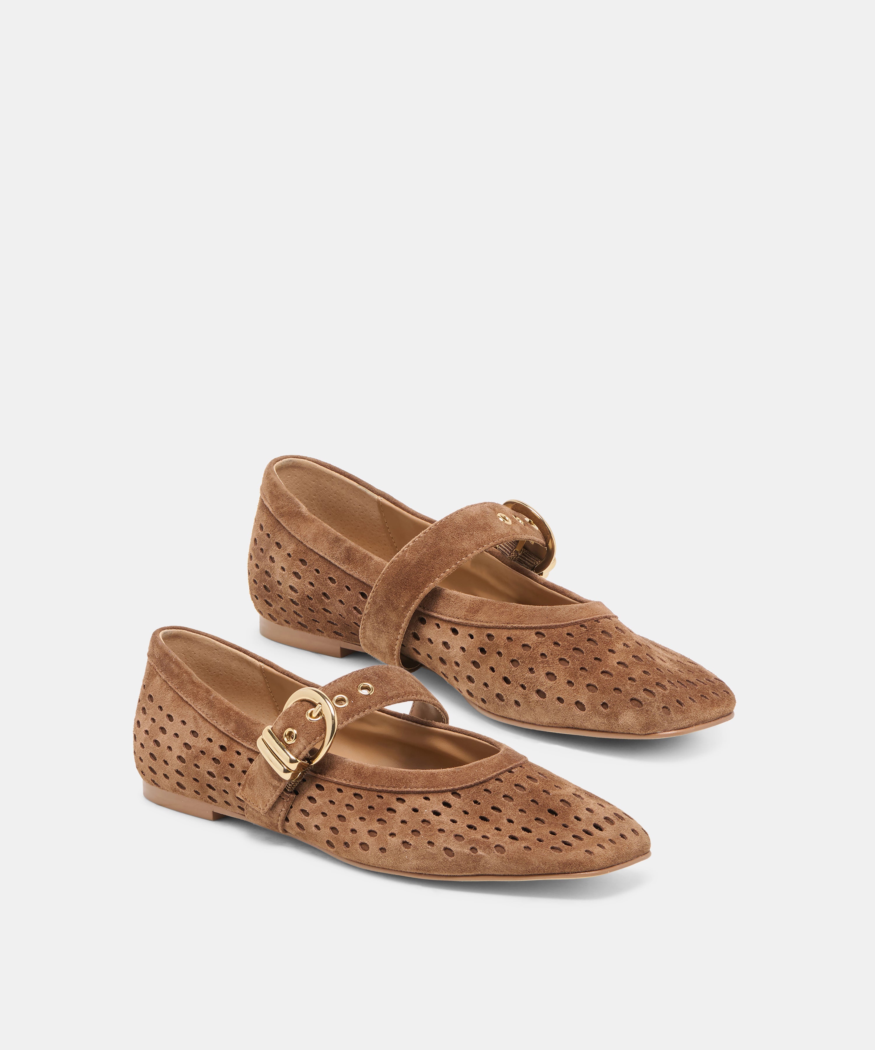 MIKELA BALLET FLATS COCOA PERFORATED SUEDE