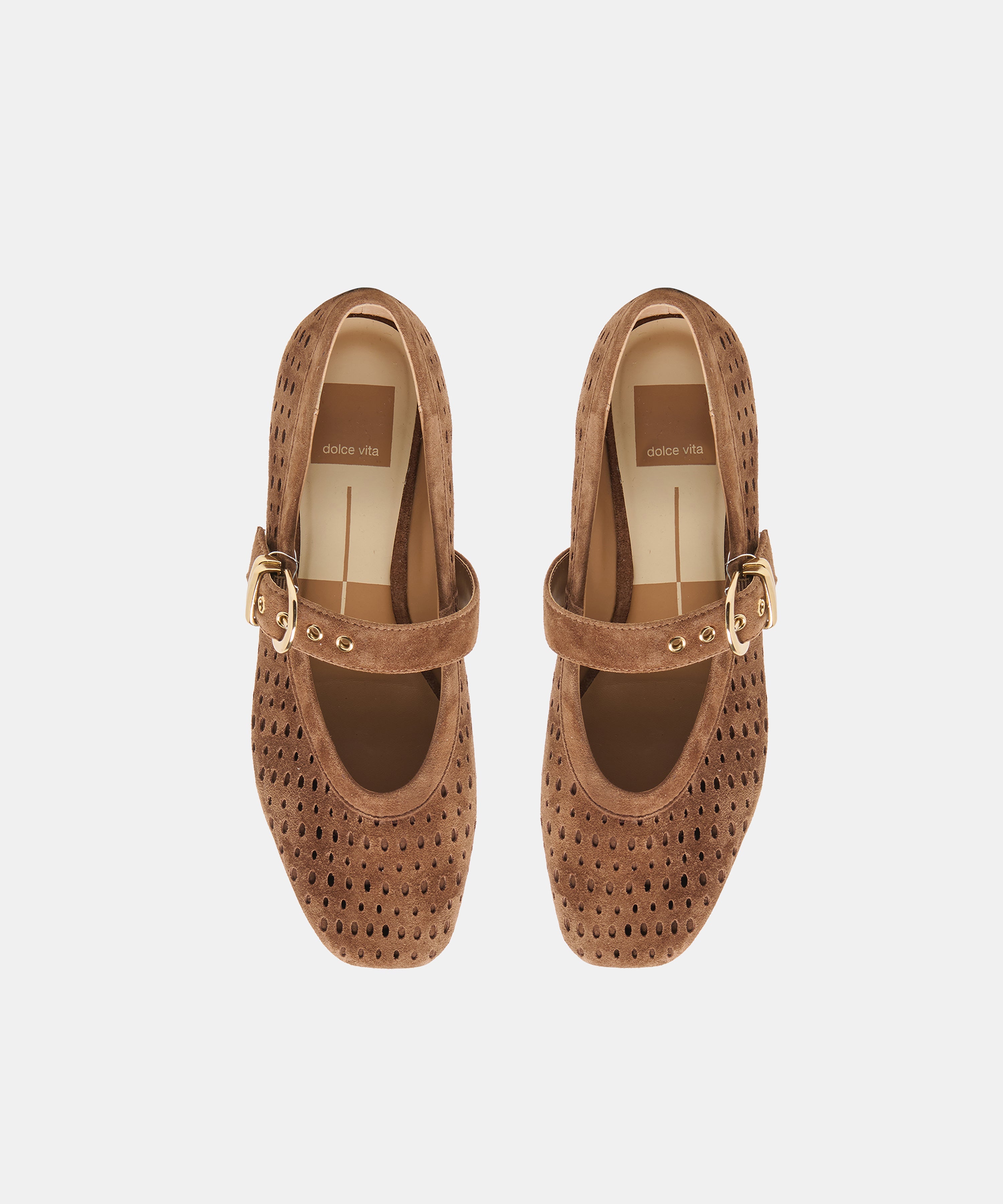 MIKELA BALLET FLATS COCOA PERFORATED SUEDE