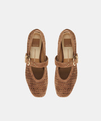 MIKELA BALLET FLATS COCOA PERFORATED SUEDE
