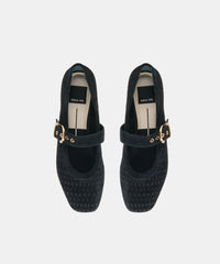 MIKELA BALLET FLATS ONYX PERFORATED SUEDE