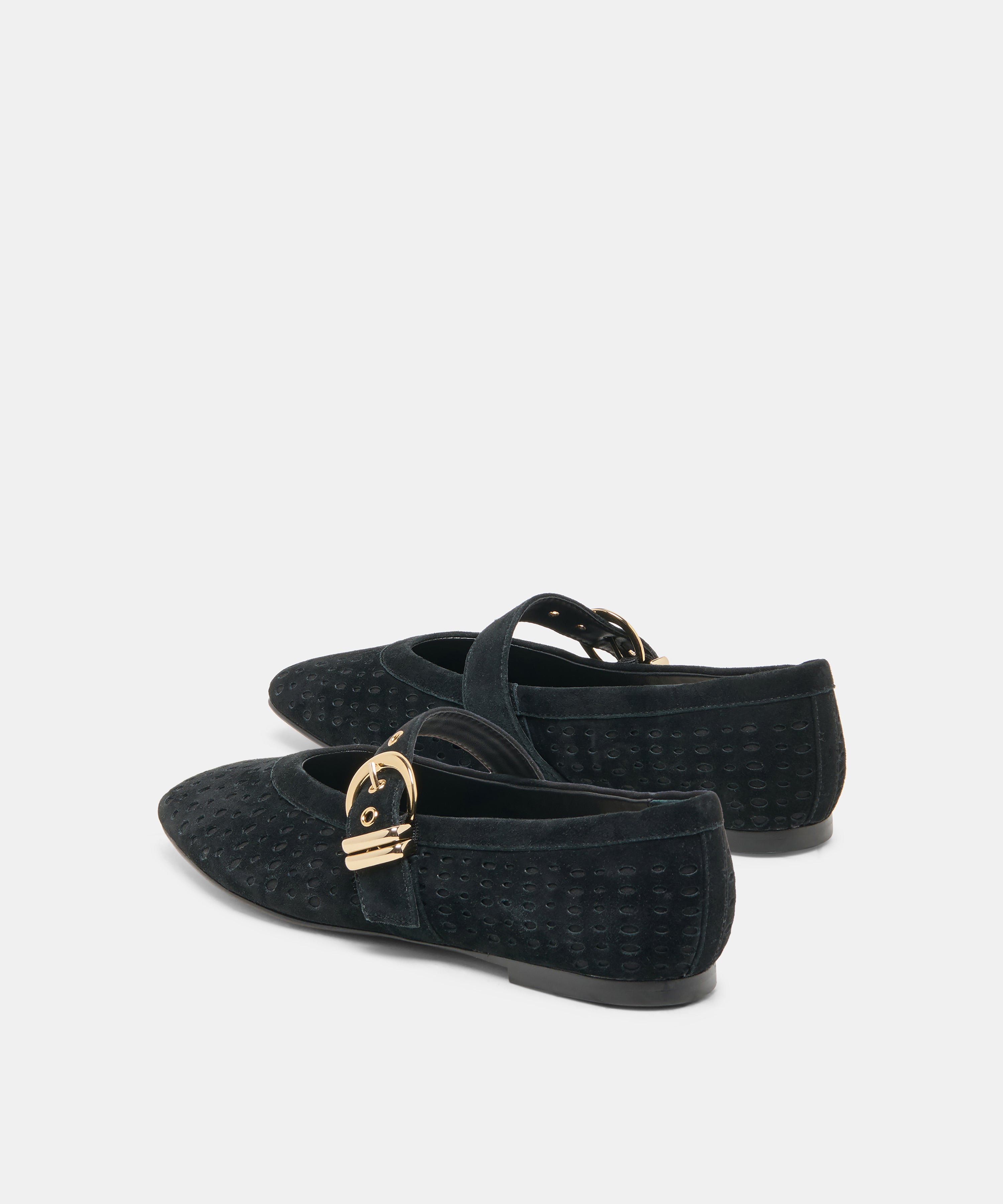 MIKELA BALLET FLATS ONYX PERFORATED SUEDE