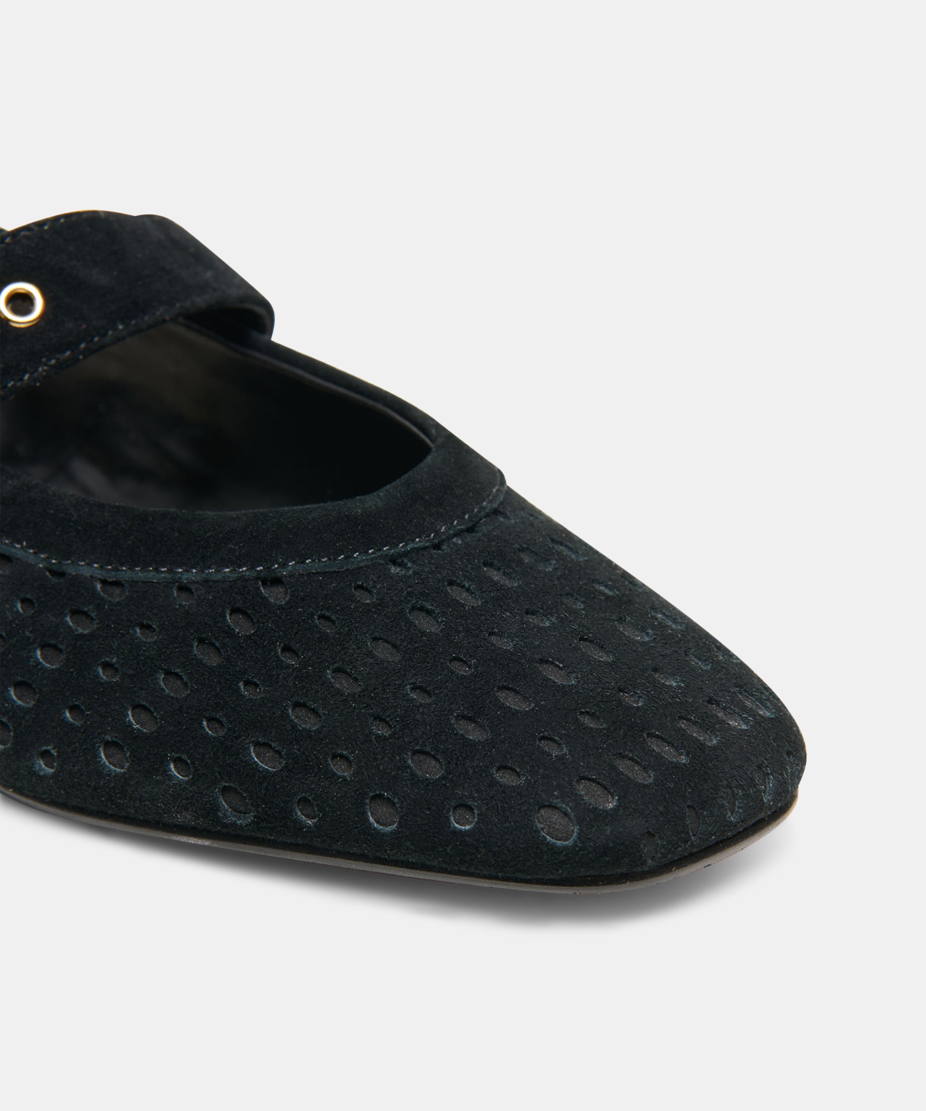 MIKELA BALLET FLATS ONYX PERFORATED SUEDE