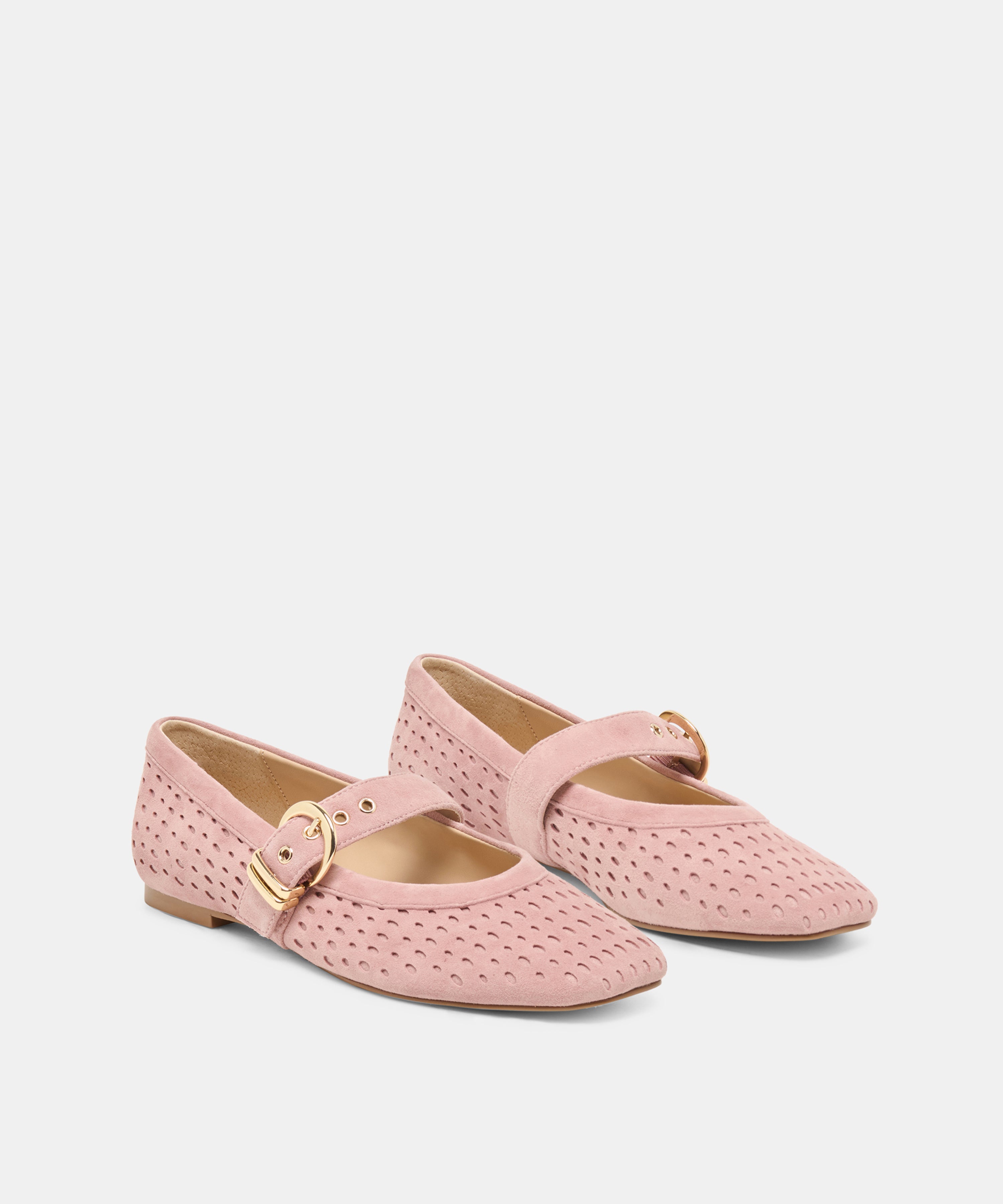 MIKELA BALLET FLATS PINK PERFORATED SUEDE