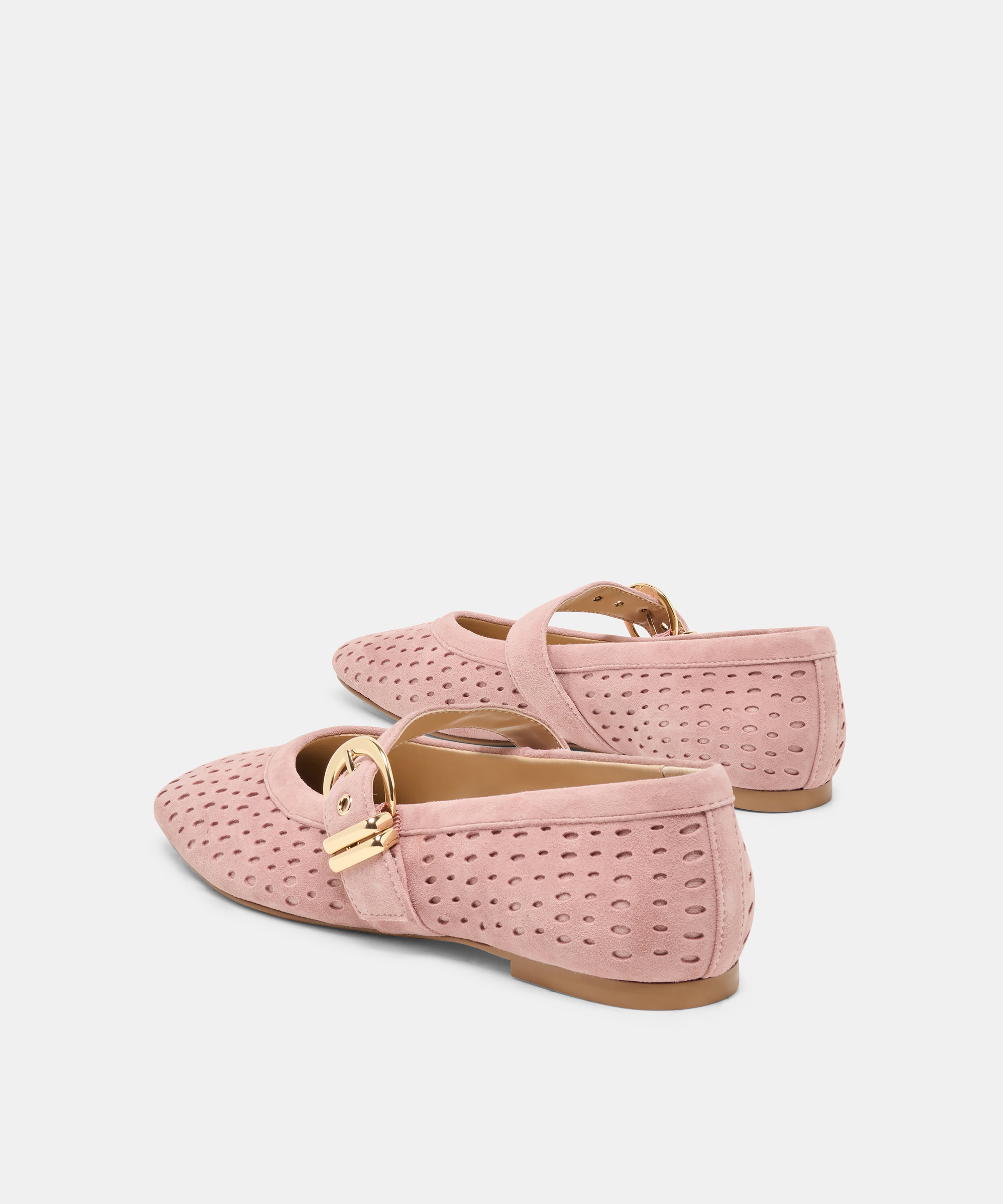 MIKELA BALLET FLATS PINK PERFORATED SUEDE