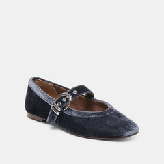 MIKEL VELVET BALLET FLATS NAVY VELVET