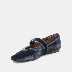 MIKEL VELVET BALLET FLATS NAVY VELVET