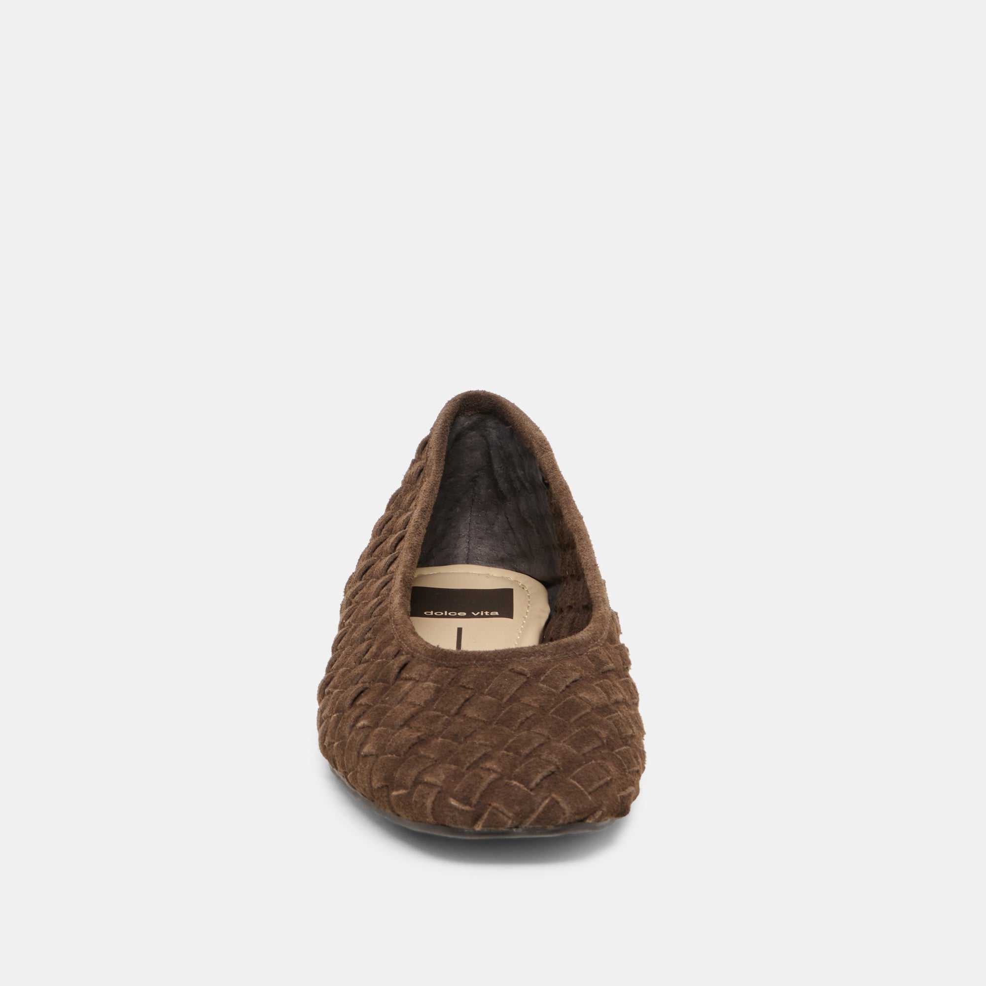 MYCAH BALLET FLATS DK BROWN WOVEN SUEDE