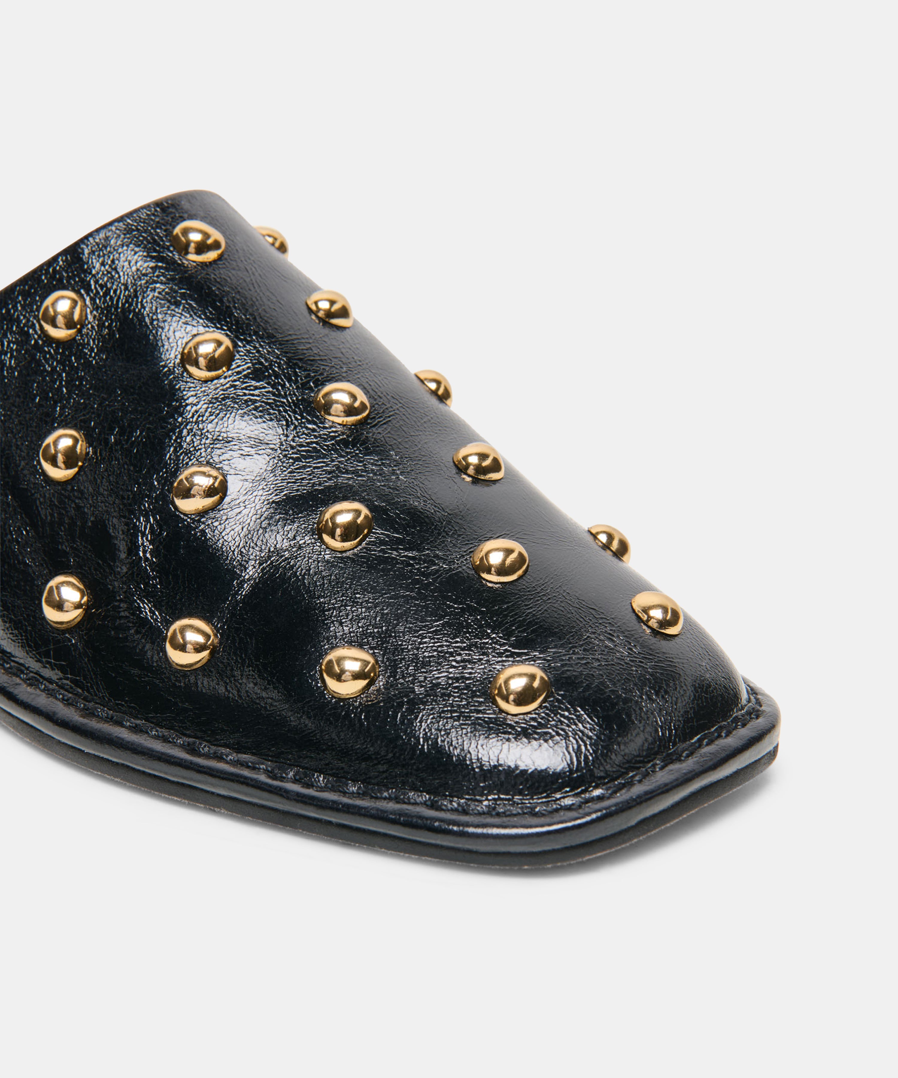 PHIRA STUD FLATS BLACK LEATHER