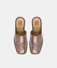 PHIRA FLATS SNAKE TAN EMBOSSED LEATHER