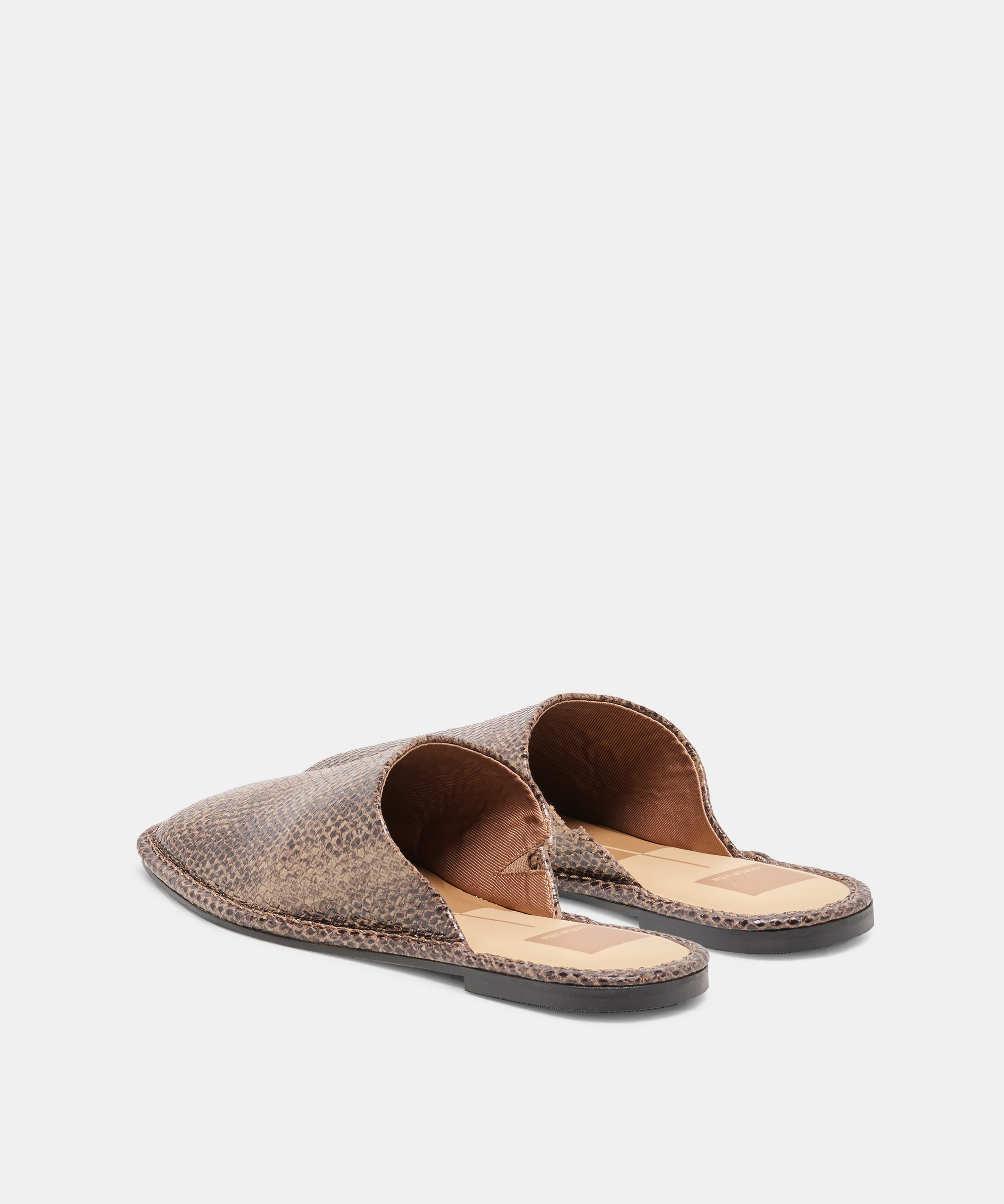 PHIRA FLATS SNAKE TAN EMBOSSED LEATHER