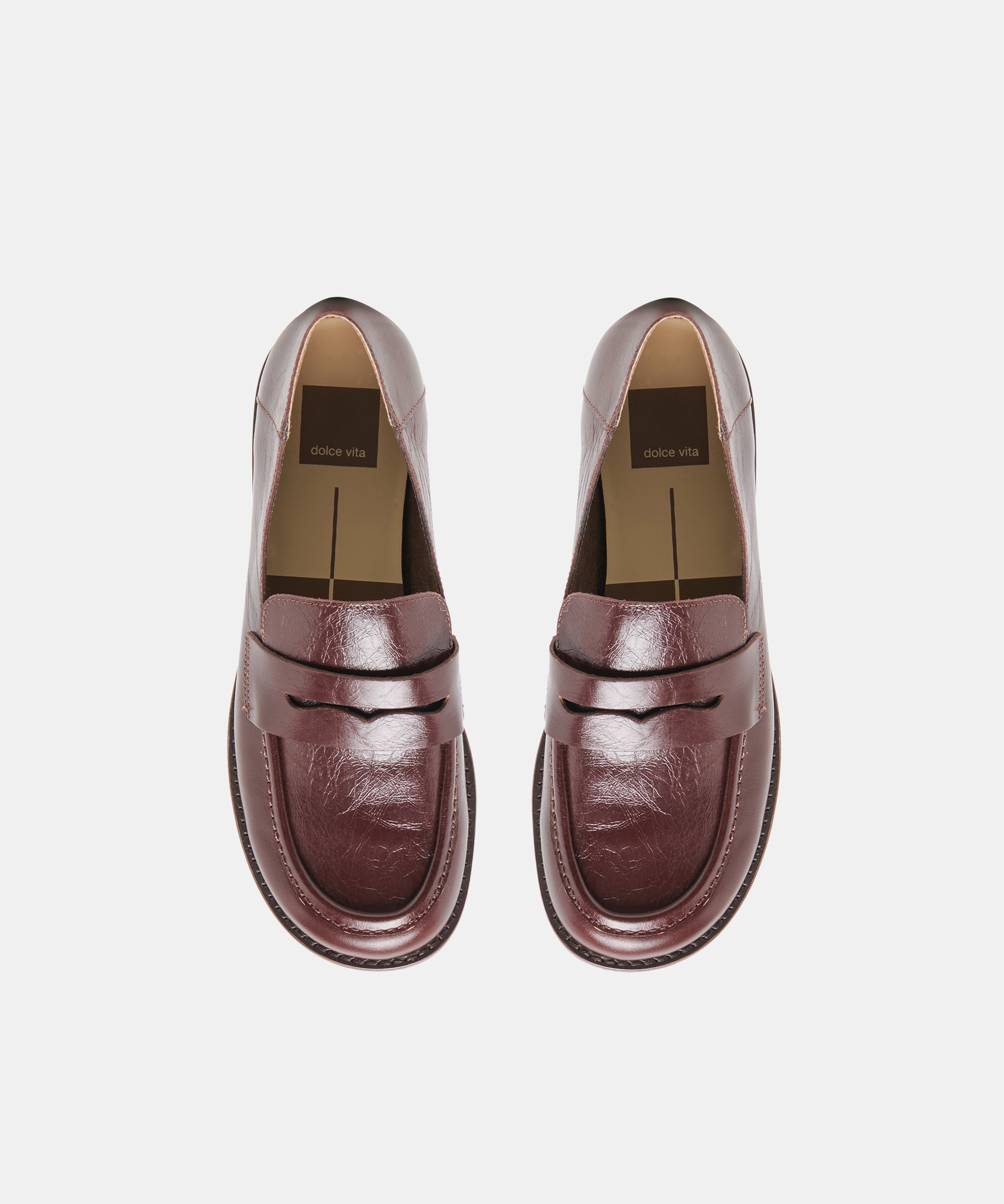 YASMYN LOAFERS COFFEE CRINKLE PATENT